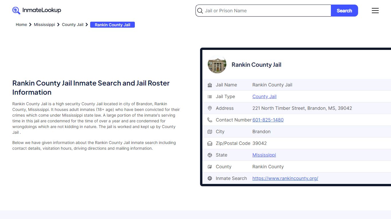 Rankin County Jail Inmate Search and Jail Roster Information